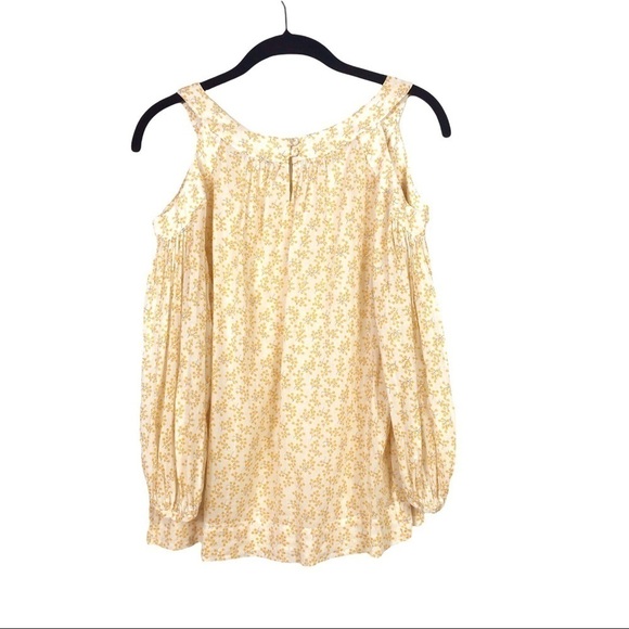 Anthropologie Meadow Rue Yellow Floral Pyracantha Cold Shoulder Top Size 0 - Picture 4 of 6